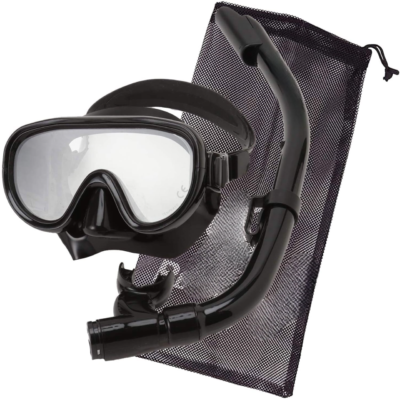 Adult Single-Window Mask & Snorkel Combo Set, Black